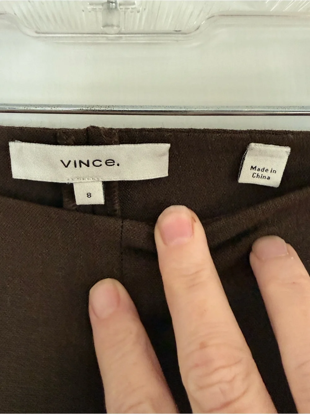 Vince Brown Wool Blend Tailored Waistband Trousers